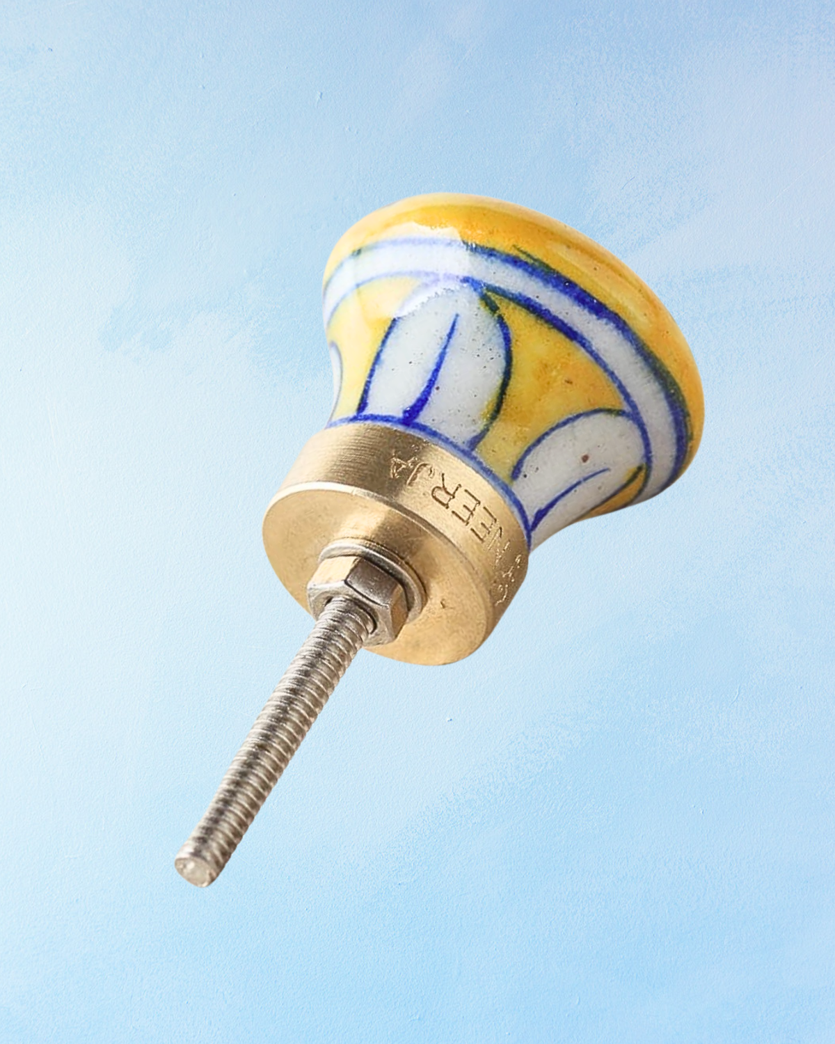 furniture knob - ceramic: yellow floral