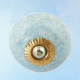 furniture knob - ceramic - marble light blue