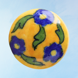 furniture knob - ceramic - yellow floral