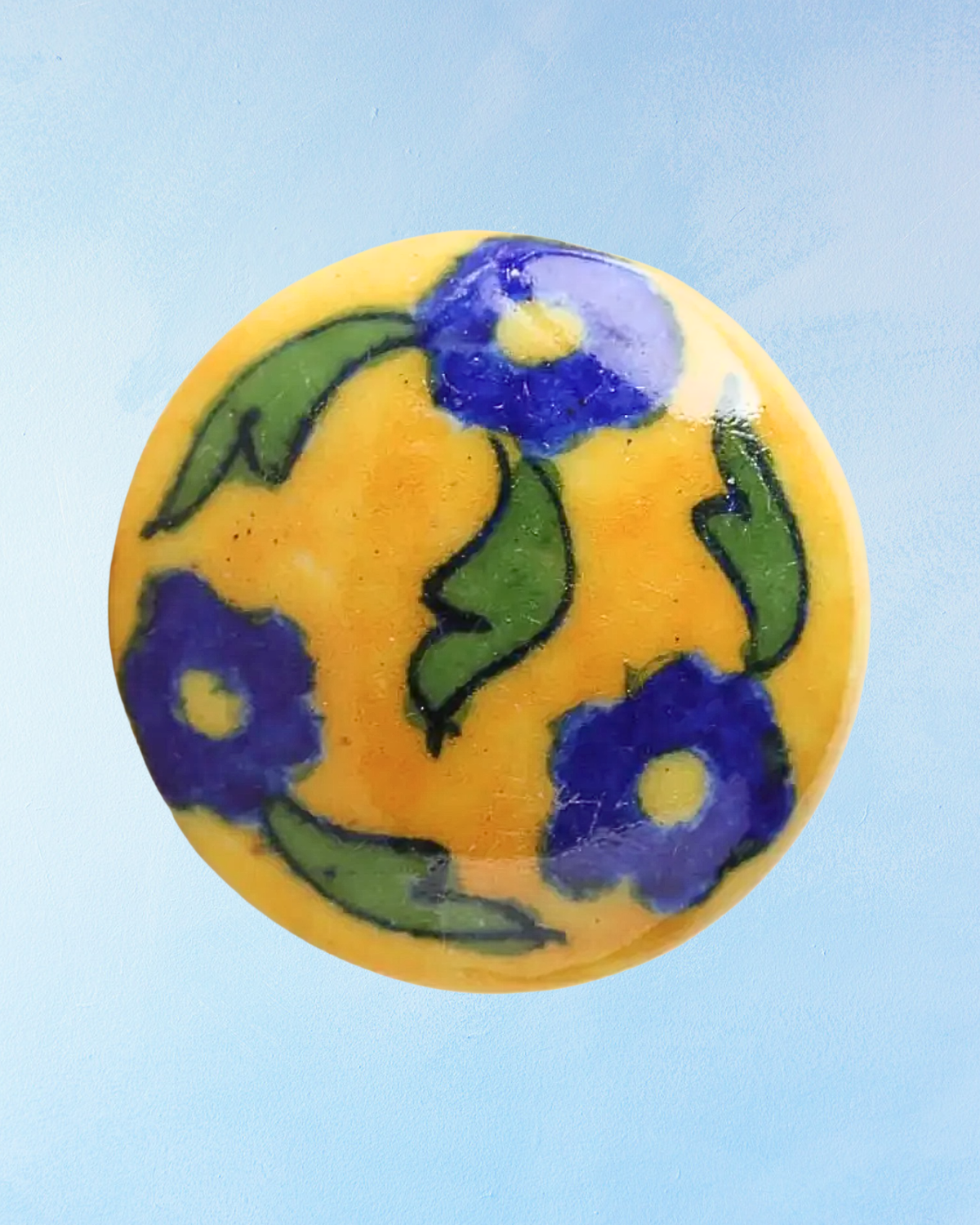 furniture knob - ceramic: yellow floral
