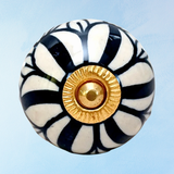 furniture knob - ceramic - black & off white