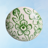 furniture knob - ceramic - green floral