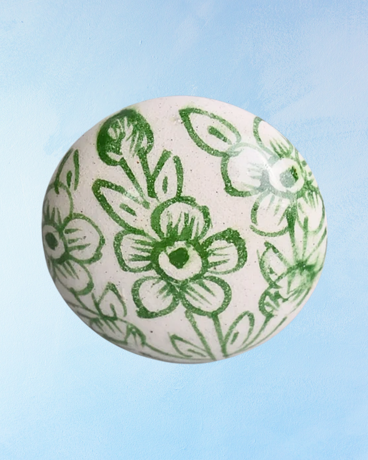 furniture knob - ceramic: green floral