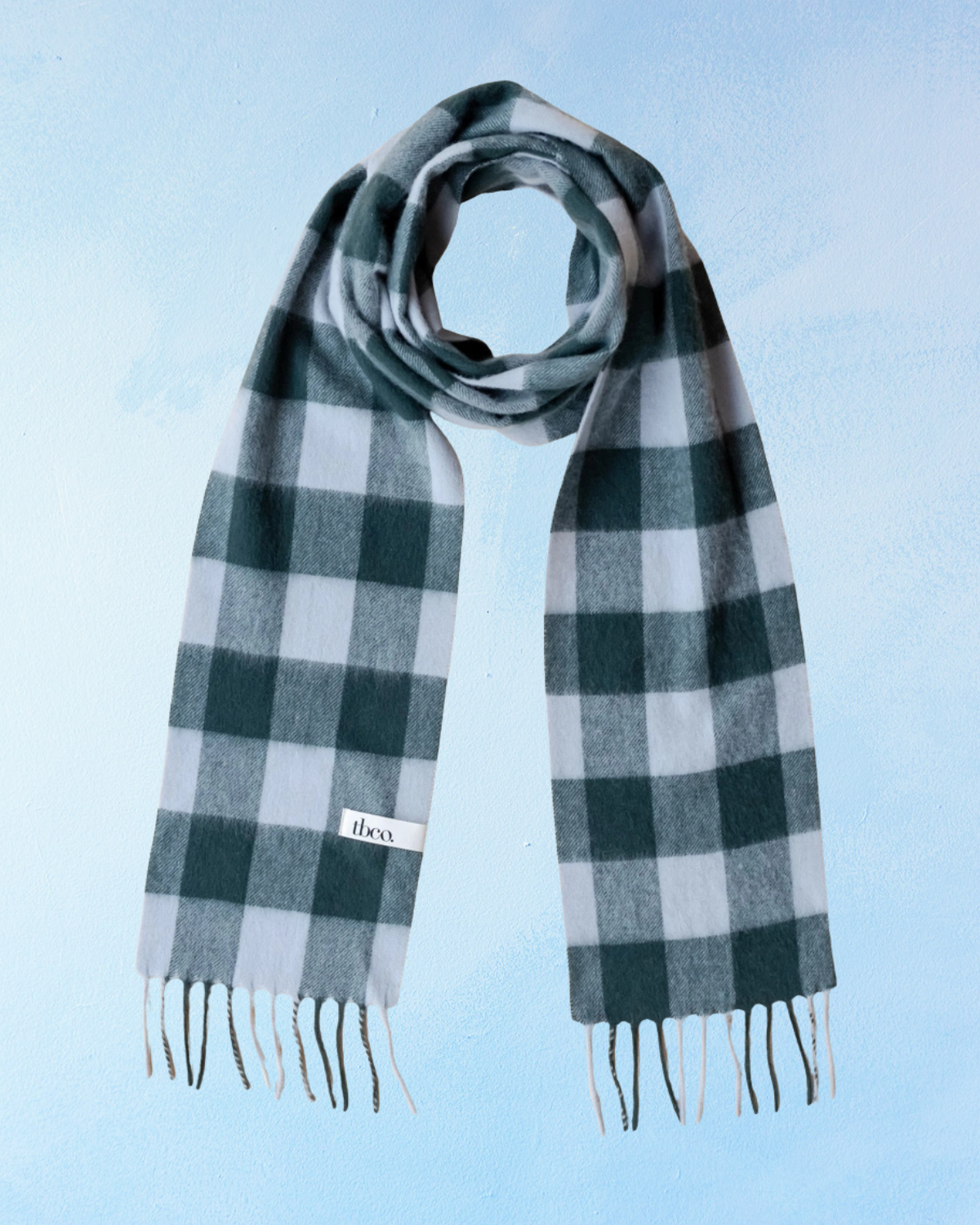 lambswool skinny scarf - forest gingham
