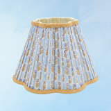 lampshade - block printed - 10" scalloped sky blue