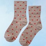 socks - sneaker - latte and red hearts