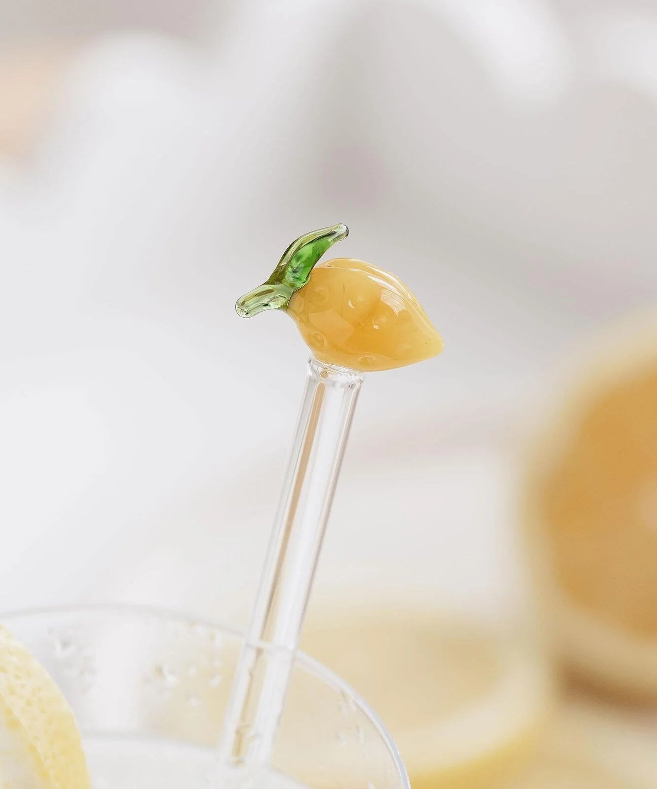 touilleur à boisson en verre en forme de citron
