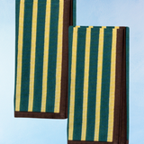 napkins - block stripe: lemon and forest green (set of two)
