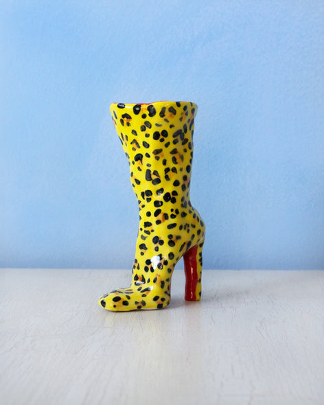 bud vase - leopard print boot