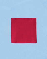 linen coaster - poppy red