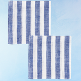 coasters - linen: blue & white stripe (set of two)