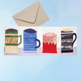 Carte de vœux - guirlande de petites tasses