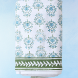 table runner - lotus: sage and uniform blue