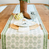 table runner - lotus: sage and uniform blue
