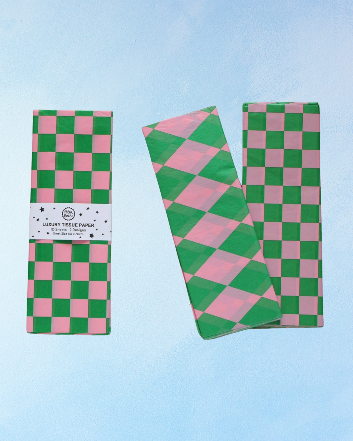 tissue paper - green & pink