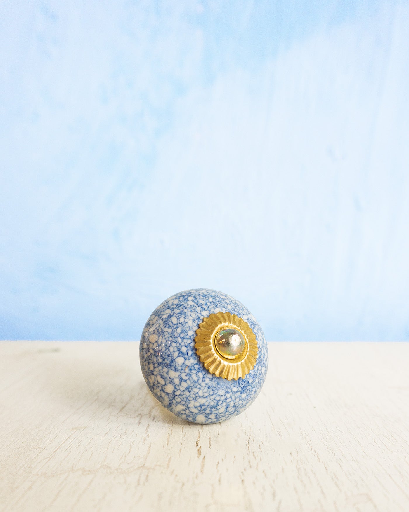 ceramic furniture knob - marbled blue