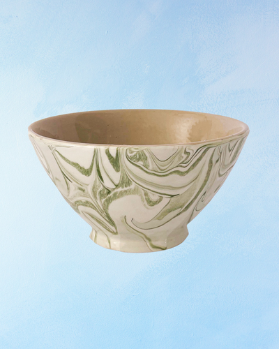 ceramic - soup bowl - marbled olive