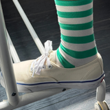 socks - wally - green & white wide stripe