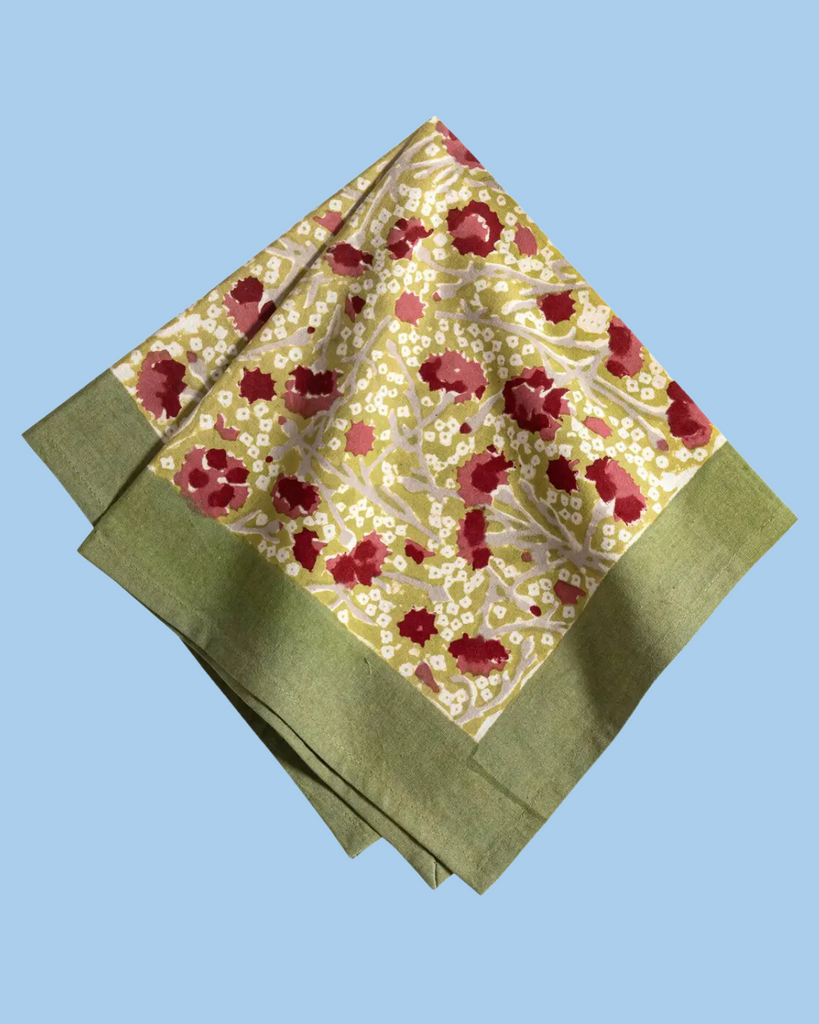 napkins - meadows green & red (set of 2)