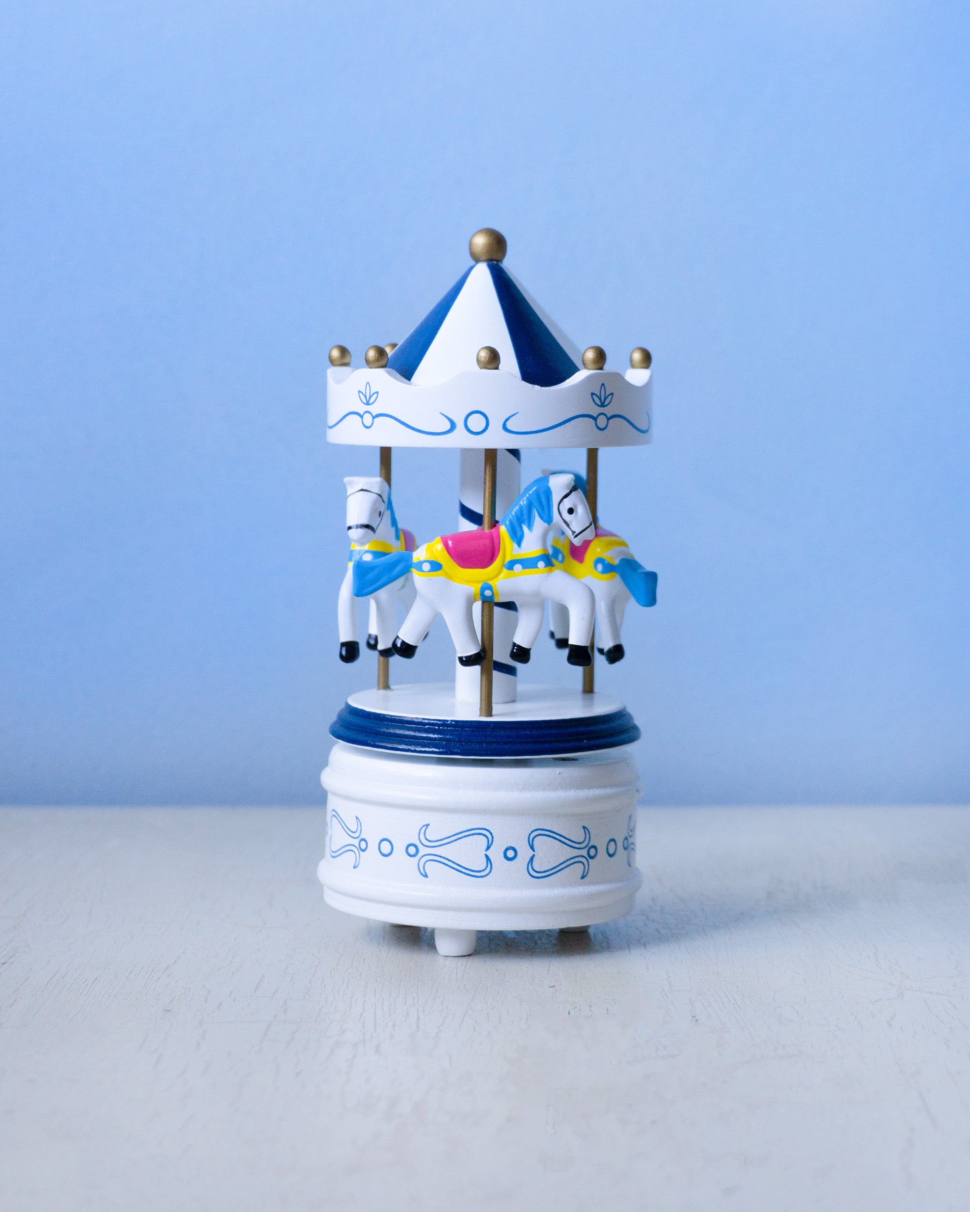 music box  - blue and white carousel (multiple sizes)