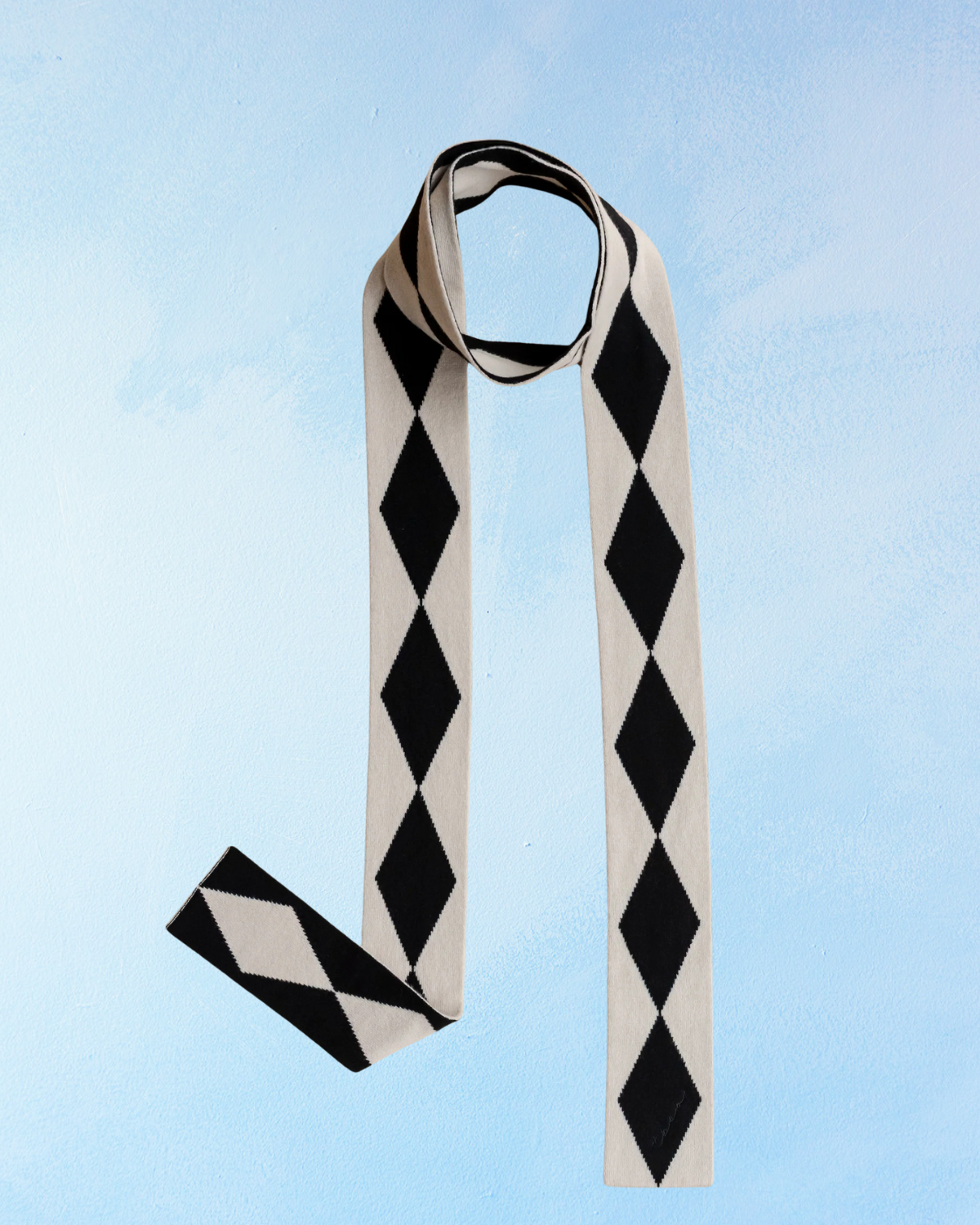 skinny scarf - merino wool - black harlequin