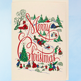 greeting card - merry christmas village