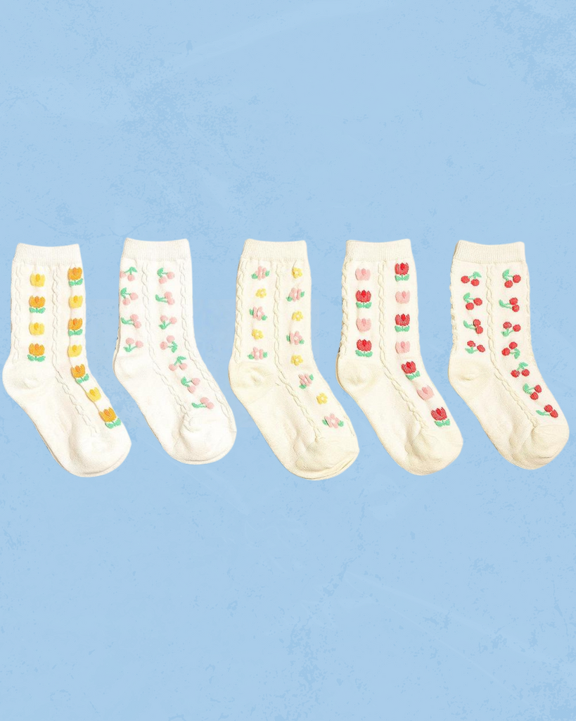 kids floral and fruit socks - medium