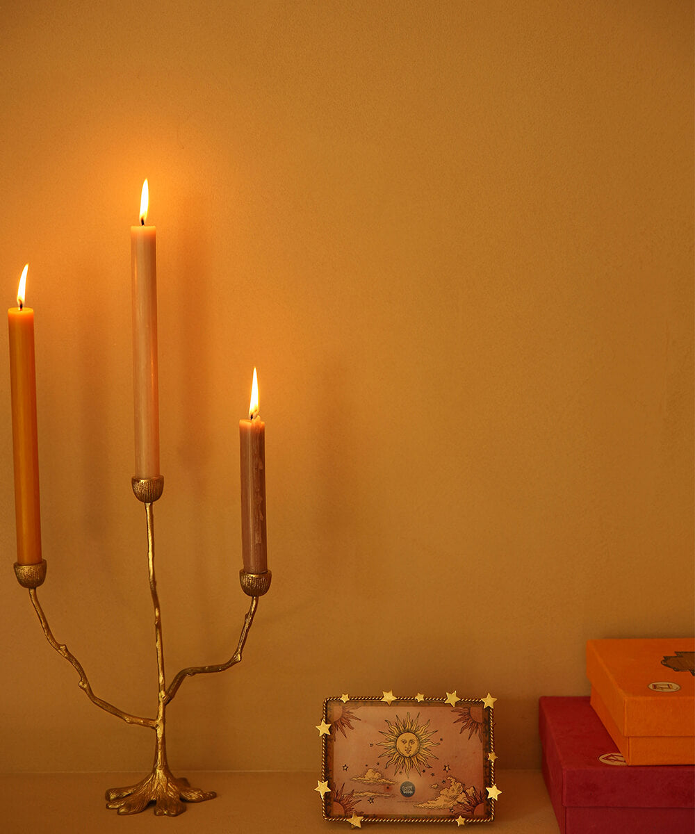 candlestick holder - brass misty triple