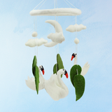 mobile - felt swans
