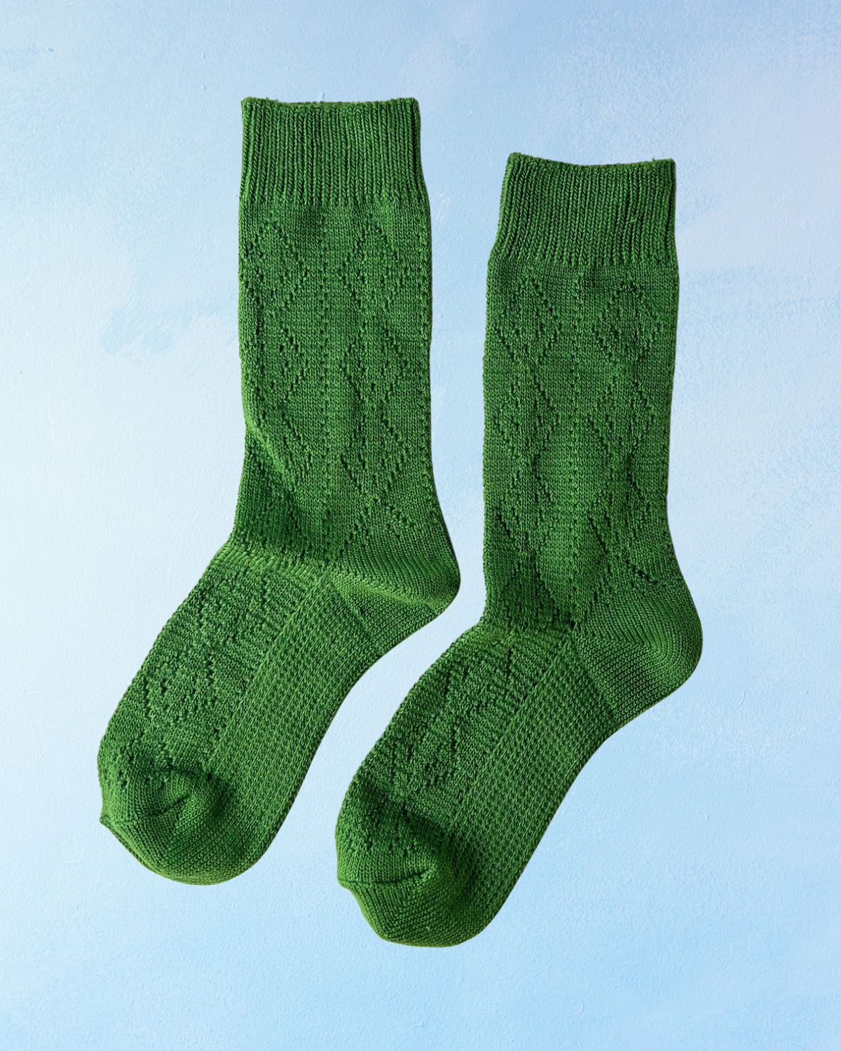 socks - modal eyelet - palm green