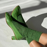 socks - modal eyelet - palm green
