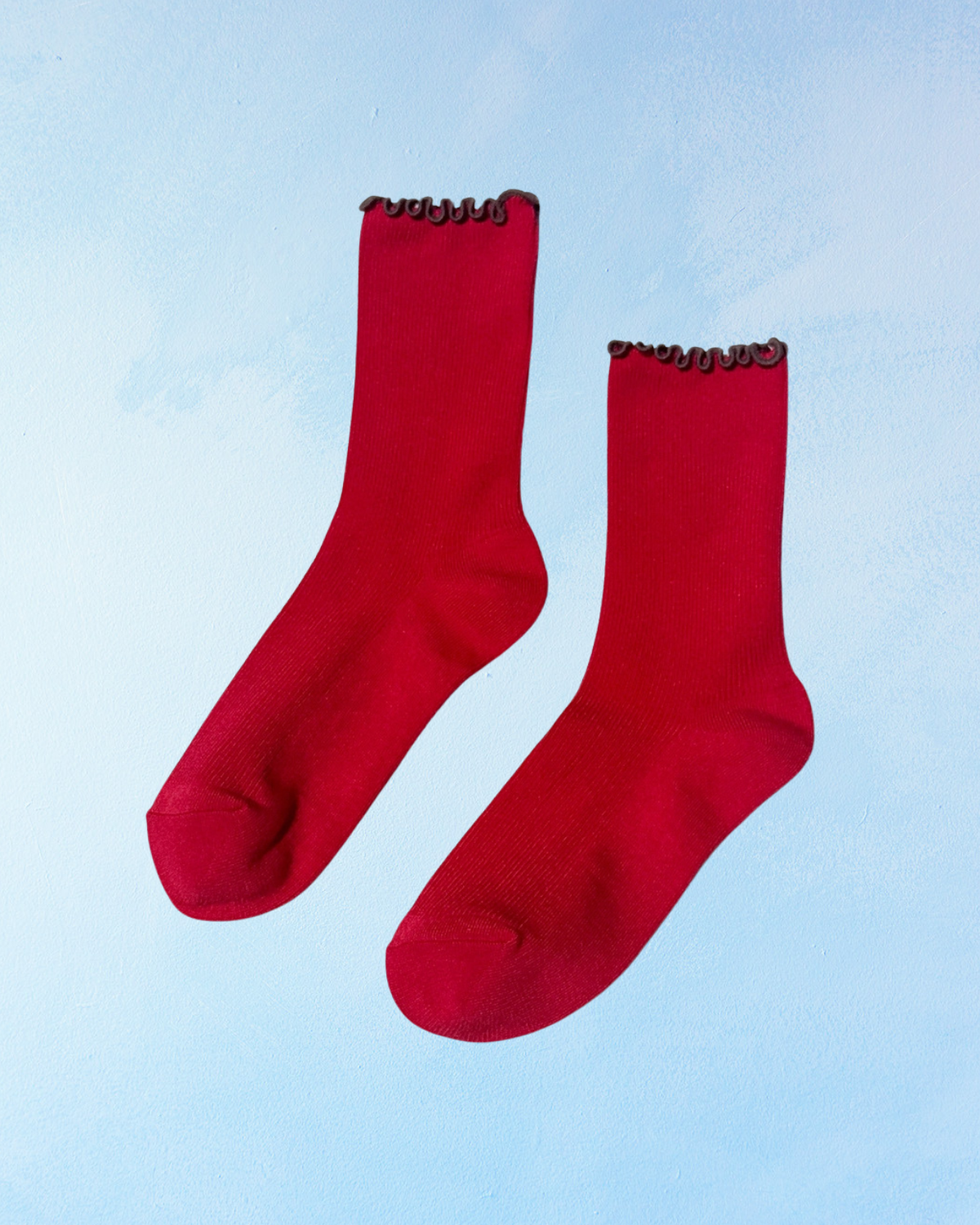 socks - ruffled modal - paprika and brown