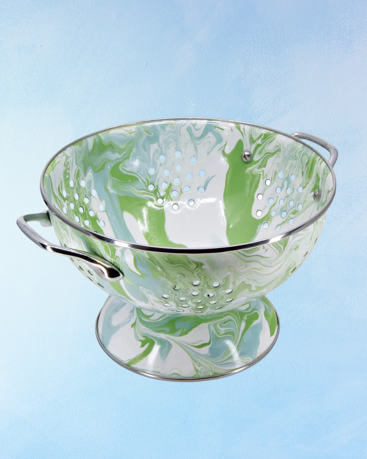 enamelware - colander: monet green