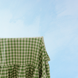 tablecloth - ruffled gingham moss - round