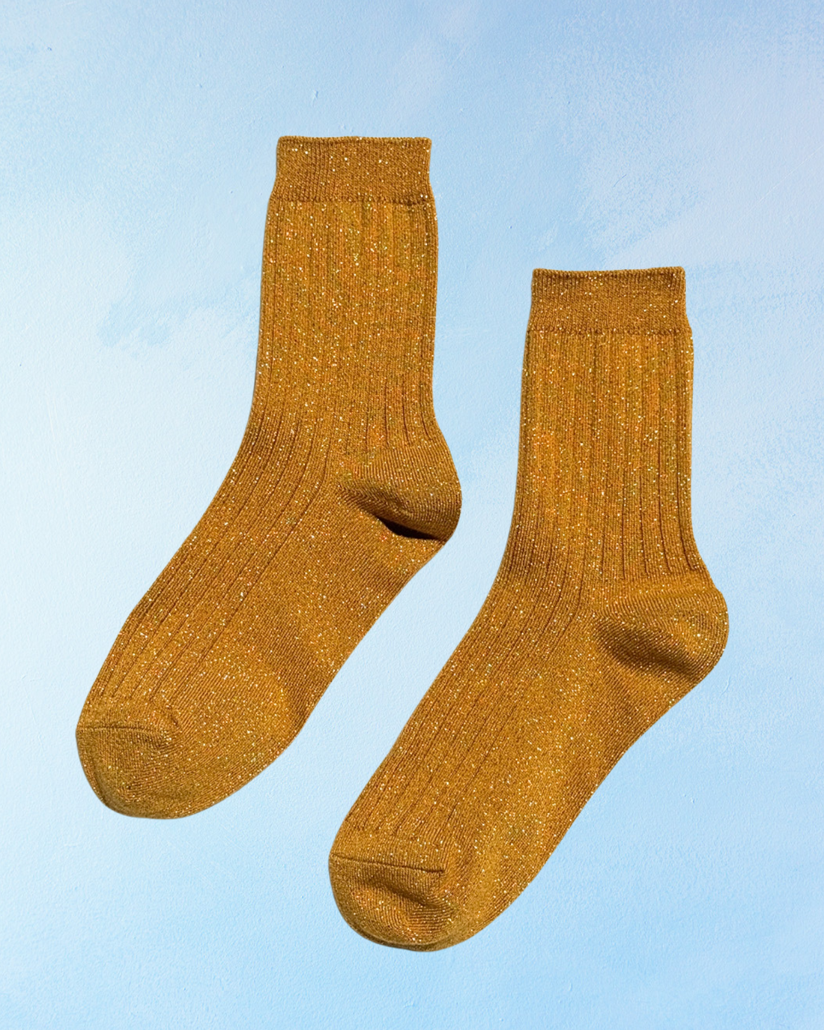 socks - her modal lurex - mustard glitter