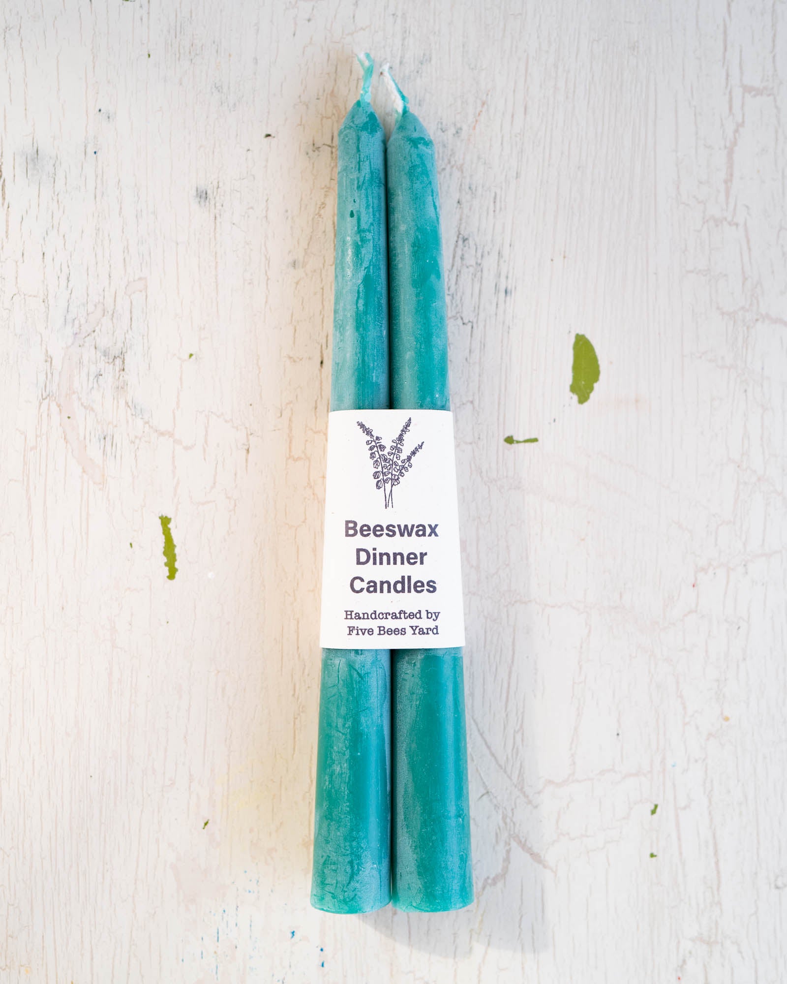 Five Bees Yard Natural taper in turquoise
