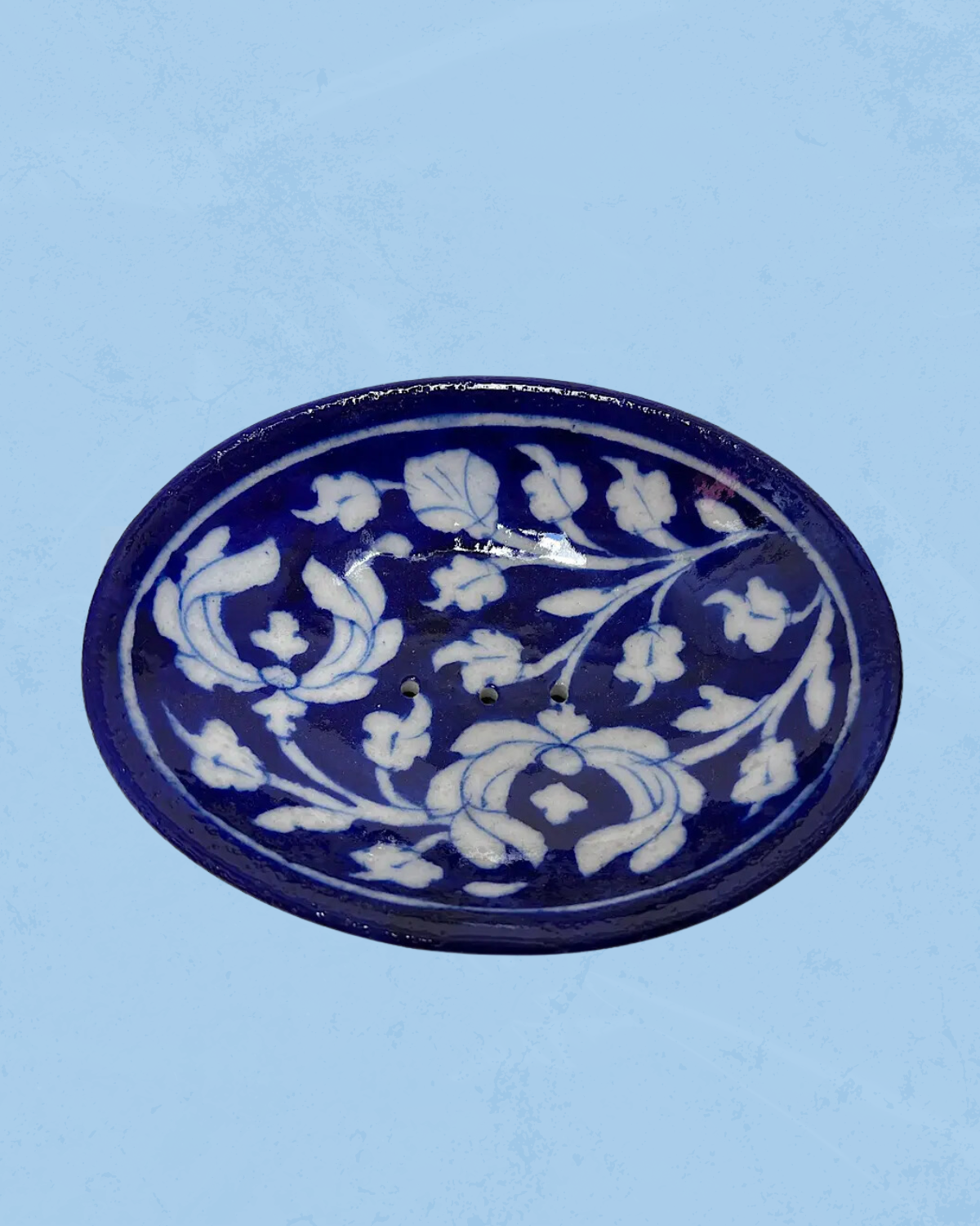 soap dish - oval  -  blue pottery (multiple styles)