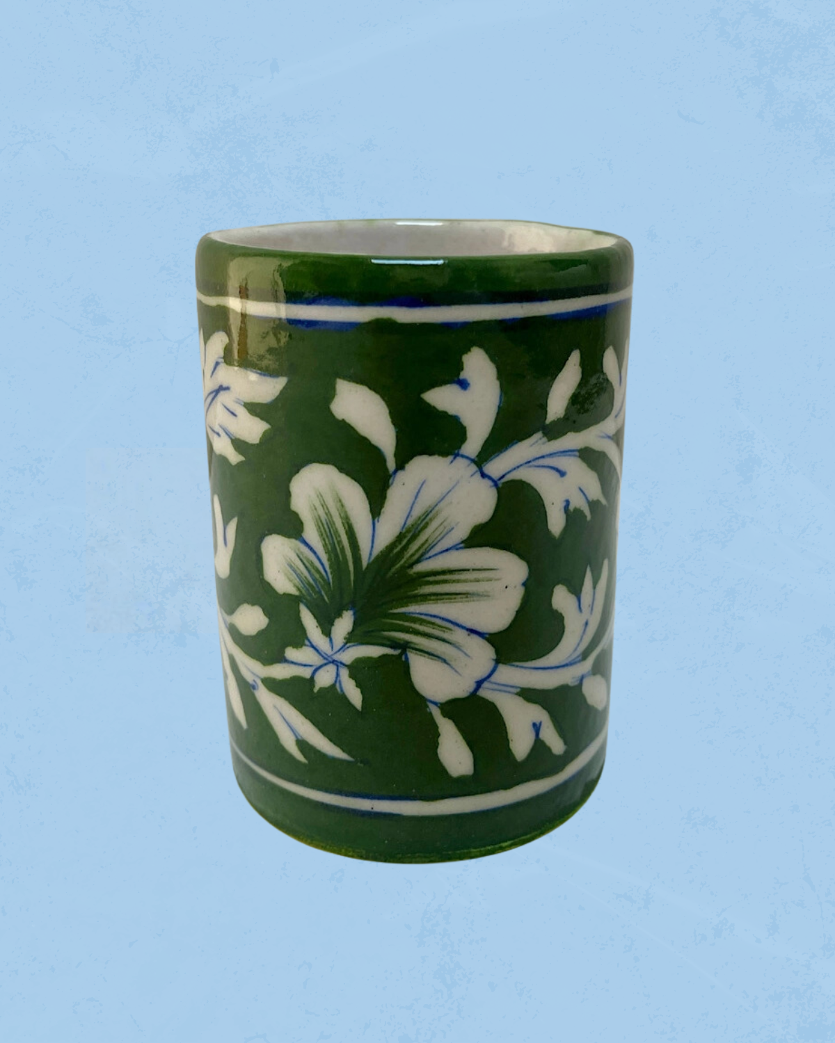 toothbrush vessel - blue pottery (multiple styles)