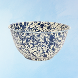 enamelware - small footed bowl: navy and splatter