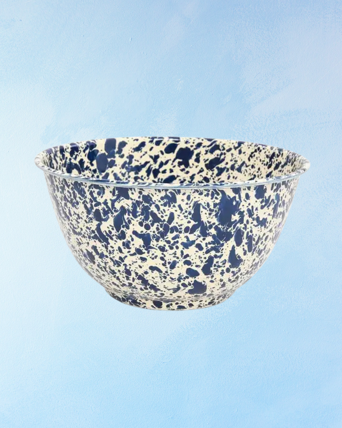 enamelware - small footed bowl: navy and splatter