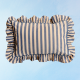 pillowcases - navy stripe ruffle