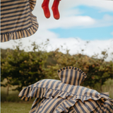 pillowcases - navy stripe ruffle