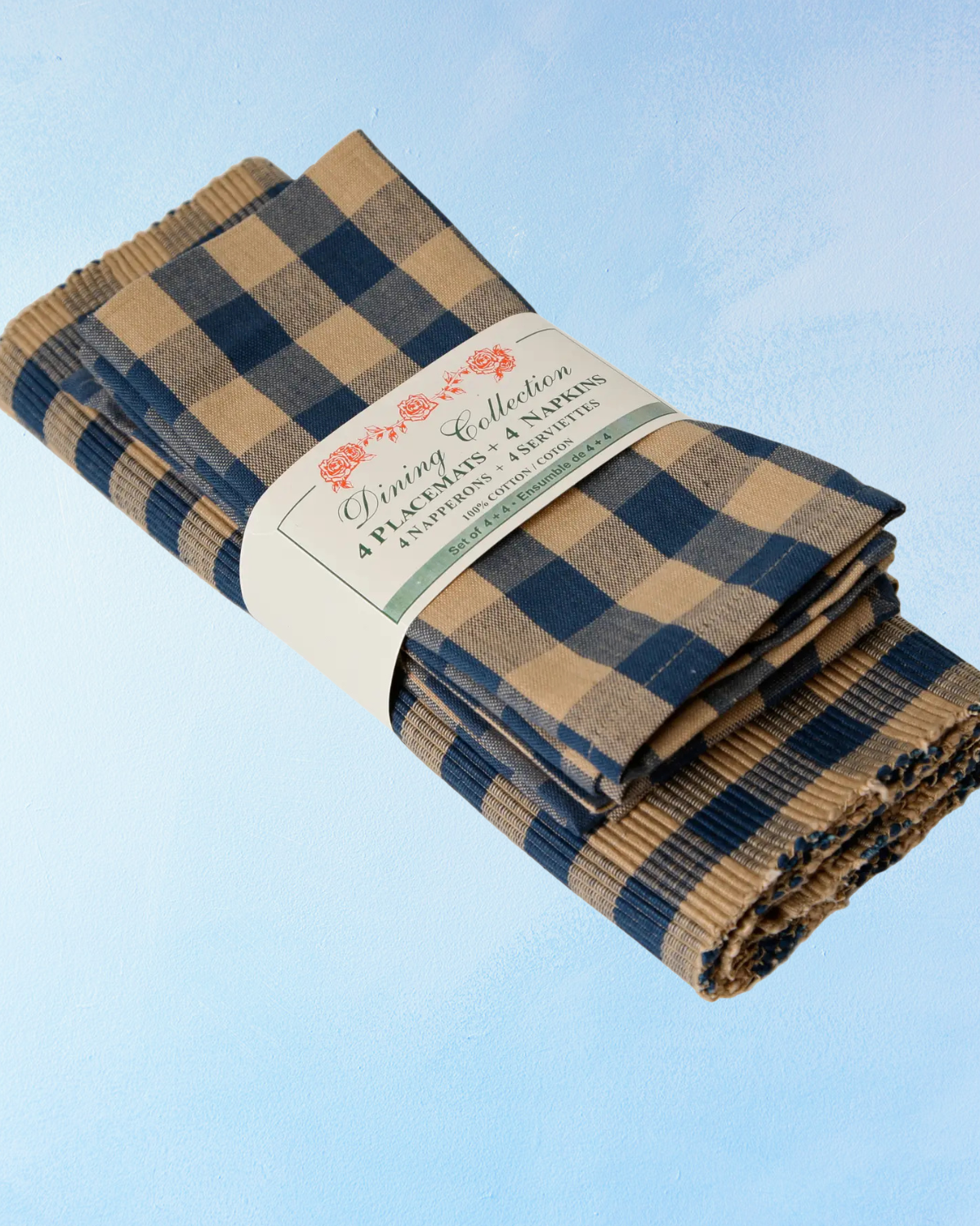 placemat and napkin set - navy check