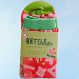socks - red and pink floral