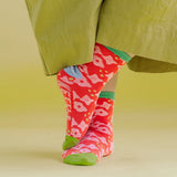 socks - red and pink floral