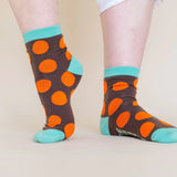 socks - brown orange polka dot