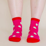 socks - hot pink red polka dot