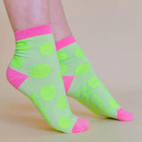 socks - neon yellow polka dot