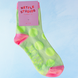 socks - neon yellow polka dot