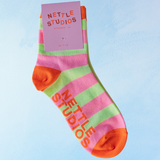 socks - pink & yellow stripes